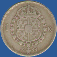 1 крона Швеции 1944 года