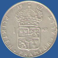 1 крона Швеции 1967 года